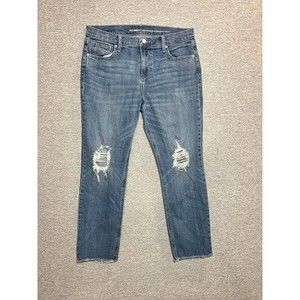 Old navy Jeans Women 8 (31x26 Actual) Boyfriend Straight Distressed Raw Hem Blue